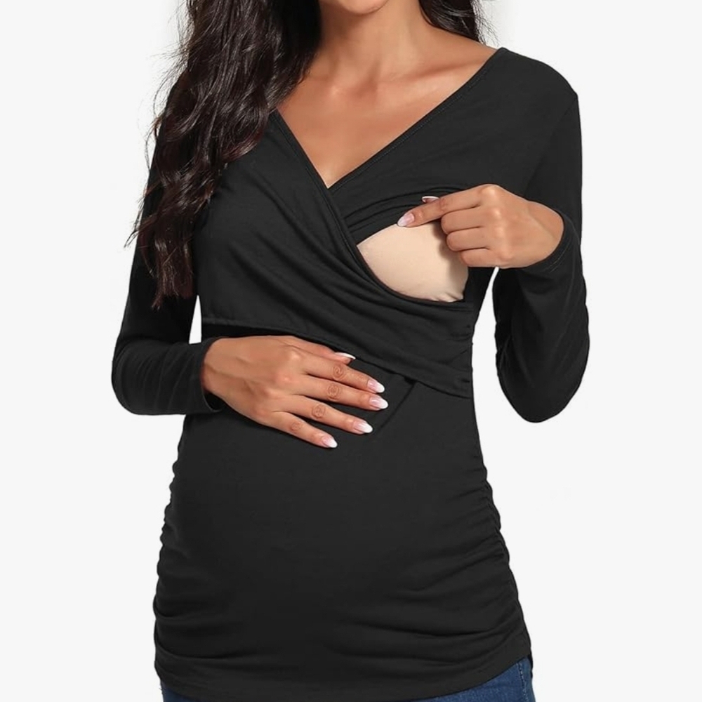 Black Maternity Nursing Top